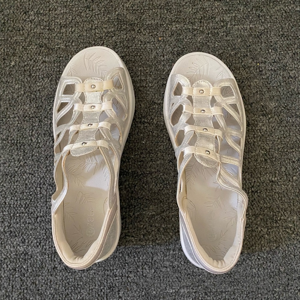 Bzees Silver Gray Sandals with Breathable Design